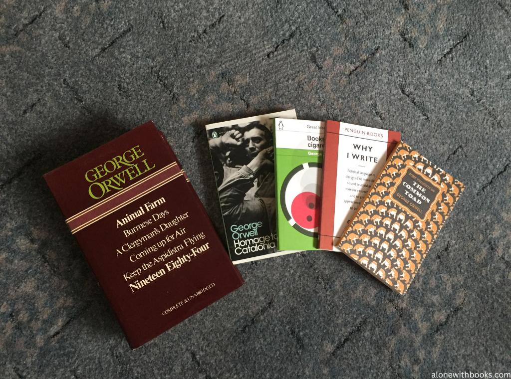 covers of books by george orwell, including homage to Catalonia, why I write, books v cigarettes and some thoughts on the common toad